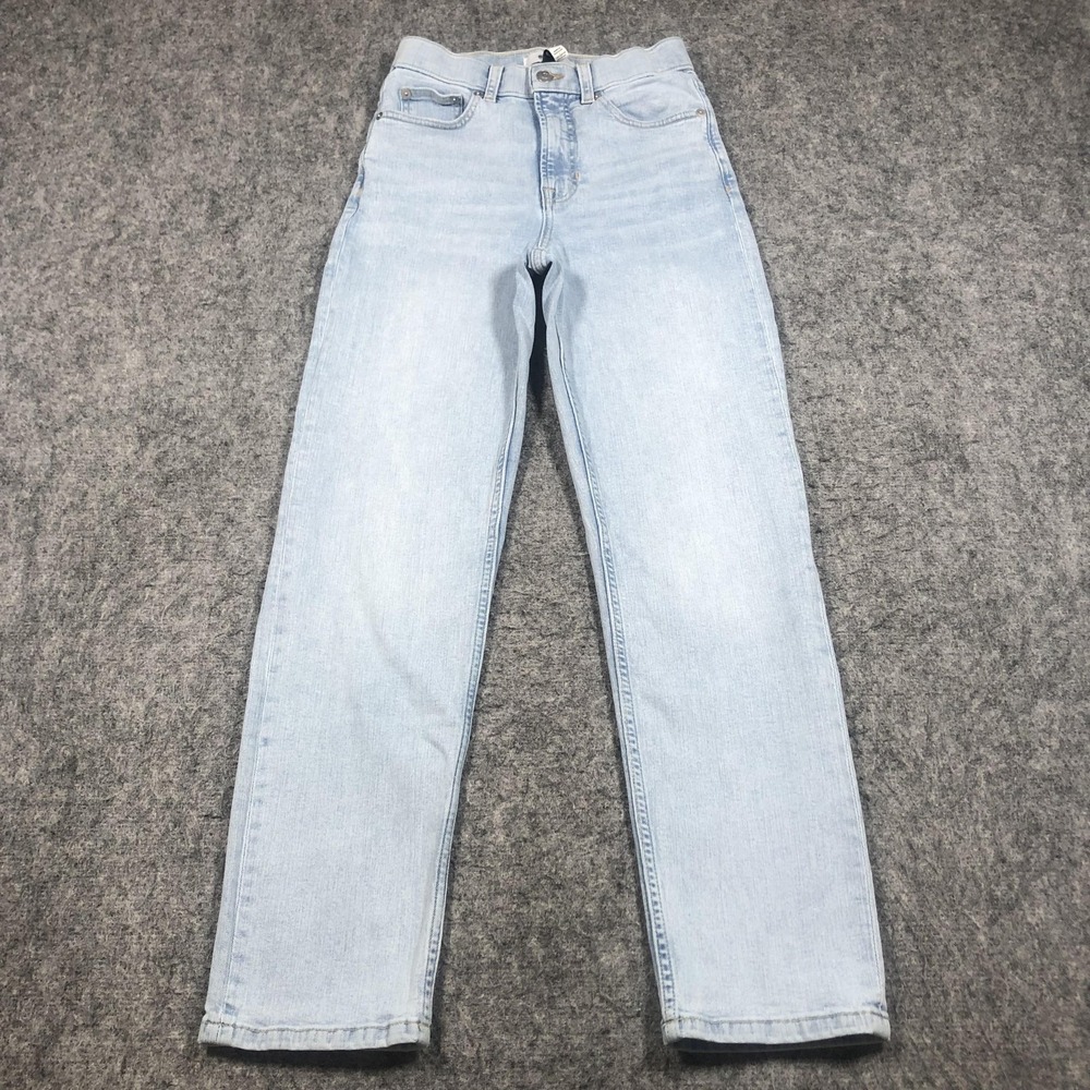 Spanx Jeans Womens 4‎ Light Wash High Rise Straight Leg Stretch Denim Blue